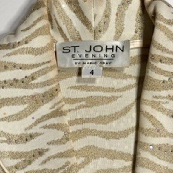 St. John Evening by Marie Gray 2-Piece Gold & IvorySparkle Suit - Picture 3 of 7